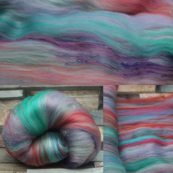 123g - Wet felting supplies, mixed roving, fibre for spinning, carded wool. spinning wool, needle felting shop, craft supplies