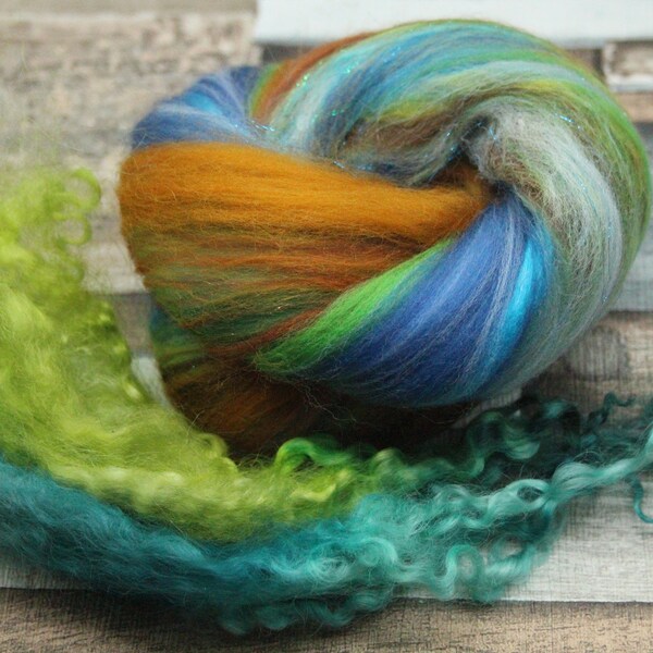 18g Art batt, needle felting wool, wet felting supplies, spinning wool, drop spindle wool, blended wool mix, UK wool shop