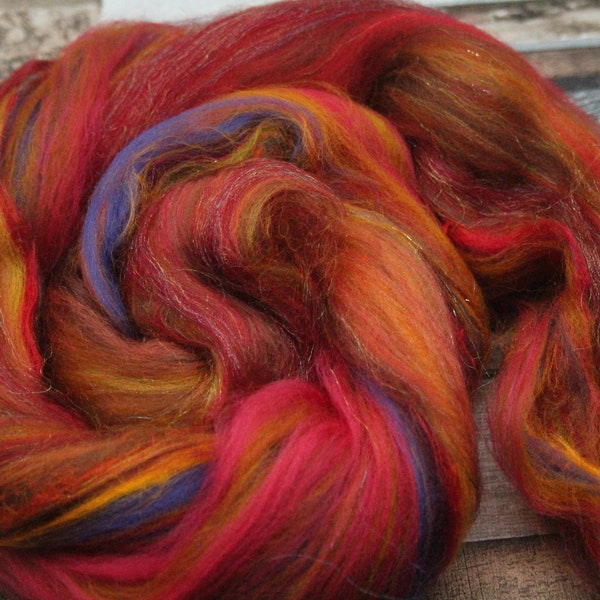 22g Autumn Art Batt, luxury batt, spinning fibre, wet felting wool, needle felting, UK wool shop, art fibre, spinning supplies