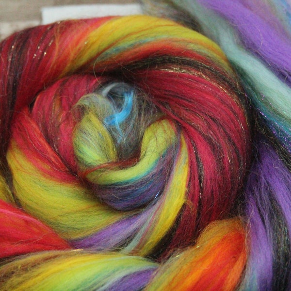 18g 0.6oz Sparkly mixed roving for needle felting mermaids, wet felting, weaving or spinning into hand spun yarn