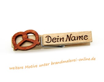 Wiesnglupperl Wäscheklammer Brezel Name Oktoberfest Wiesn Holzklammer Hochzeit Glubbal Namensschilder Wäscheklammern Brandmalerei