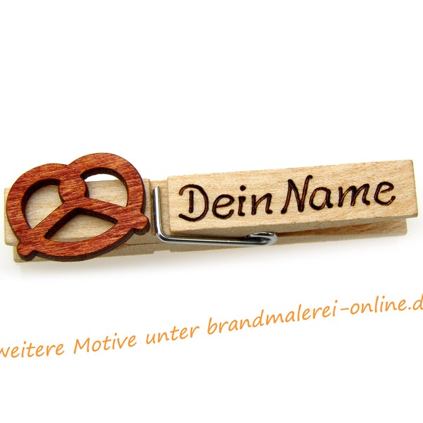 Wiesnglupperl Wäscheklammer Brezel Name Oktoberfest Wiesn Holzklammer Hochzeit Glubbal Namensschilder Wäscheklammern Brandmalerei