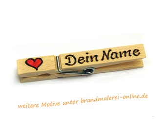 Clothespin Name Heart Clothespin Wedding Oktoberfest Heart Wiesnglubbal Heart Wooden Clothespin Heart Glubbal Name Tag Pyrography