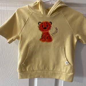 toddler hoodie, tiger hoodie, tan hoodie , child hoodie, embroidered child hoodie,