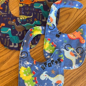 newborn bib set dinosaur theme, baby shower gift, new mom gift, dinos, soft colorful baby bibs