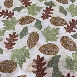 Leaves of the trees cotton fabric, fall leaves fabric, quilting fabric leaves, one yard cotton fabric leaves