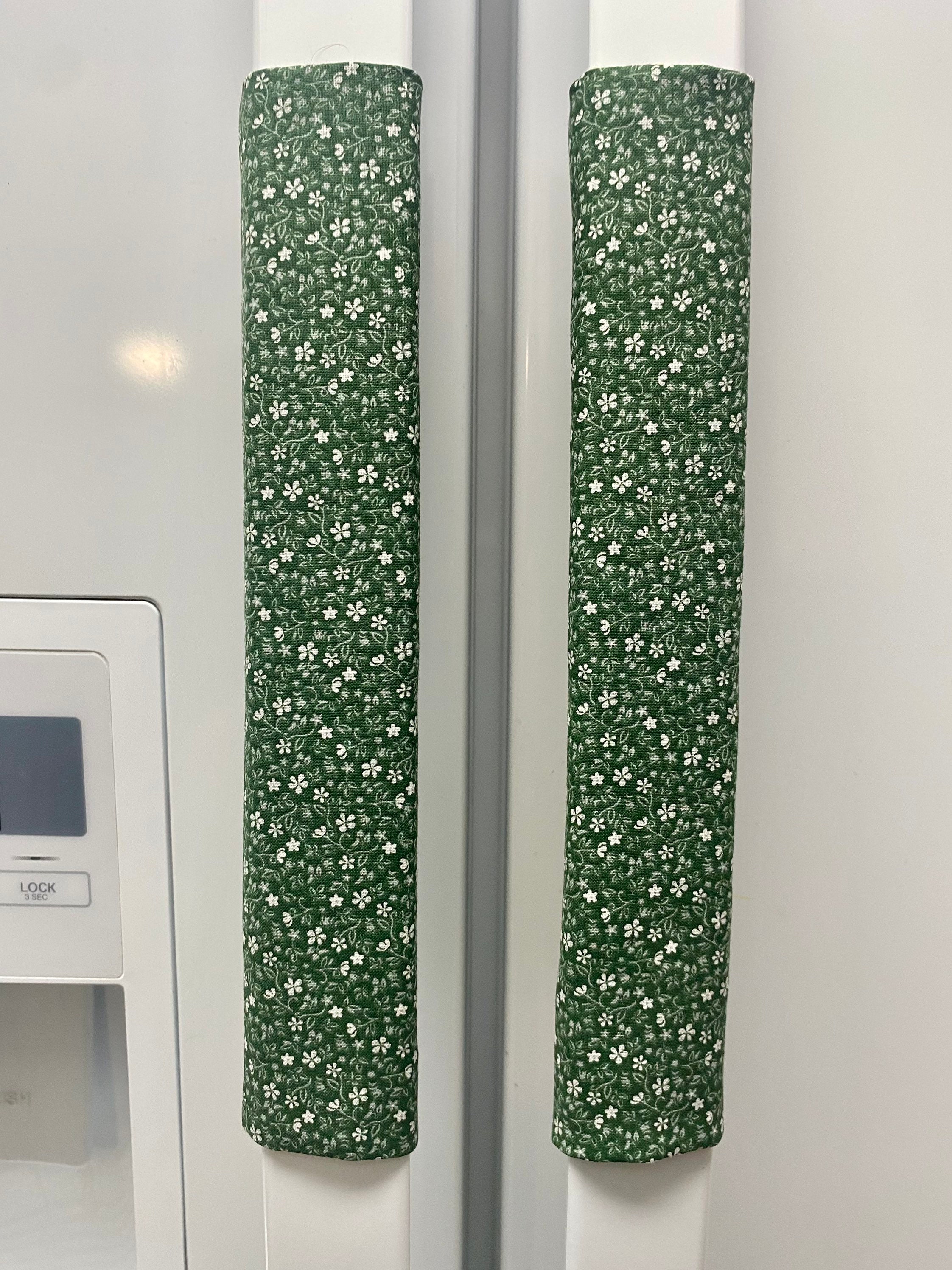 refrigerator handle covers, padded refrigerator handle covers, 10-inch covers, reversible handle covers, small flowers, dainty flowers