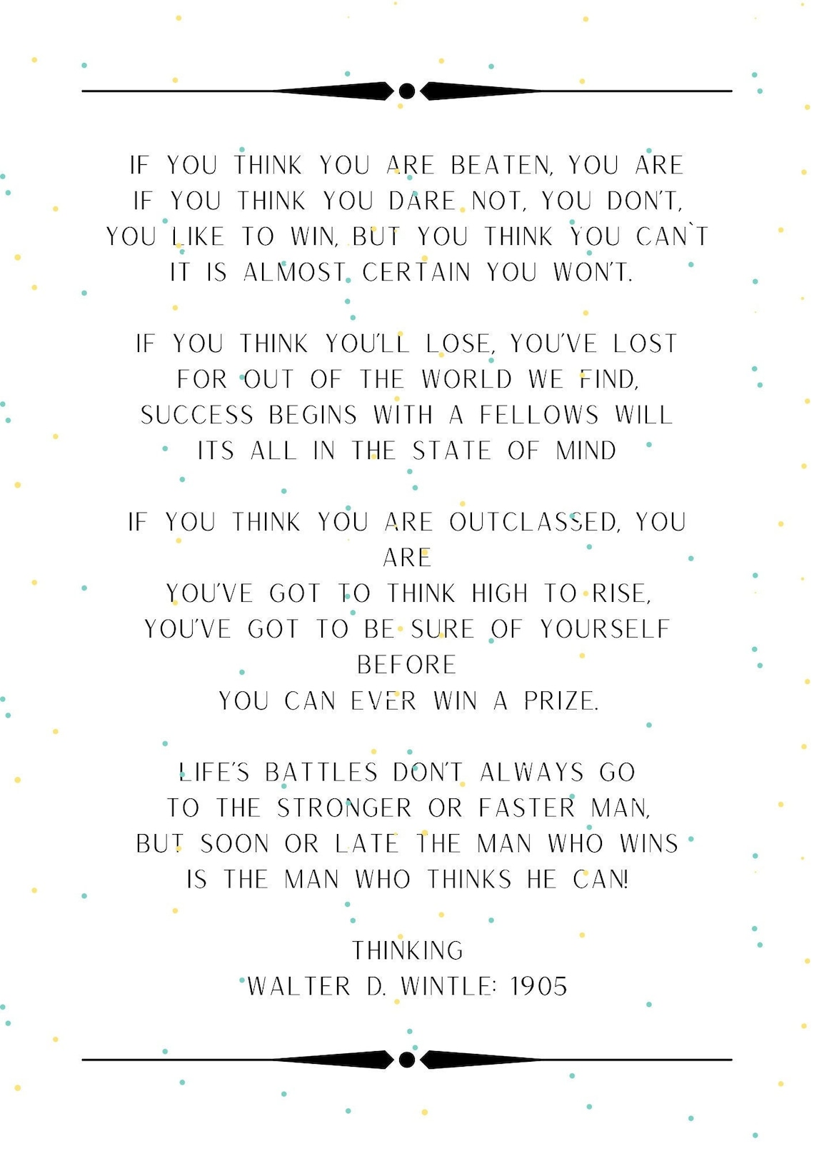 Poetry. Digital Download. Printable Poems. Poem by Walter D. Wintle. Thinking Etsy