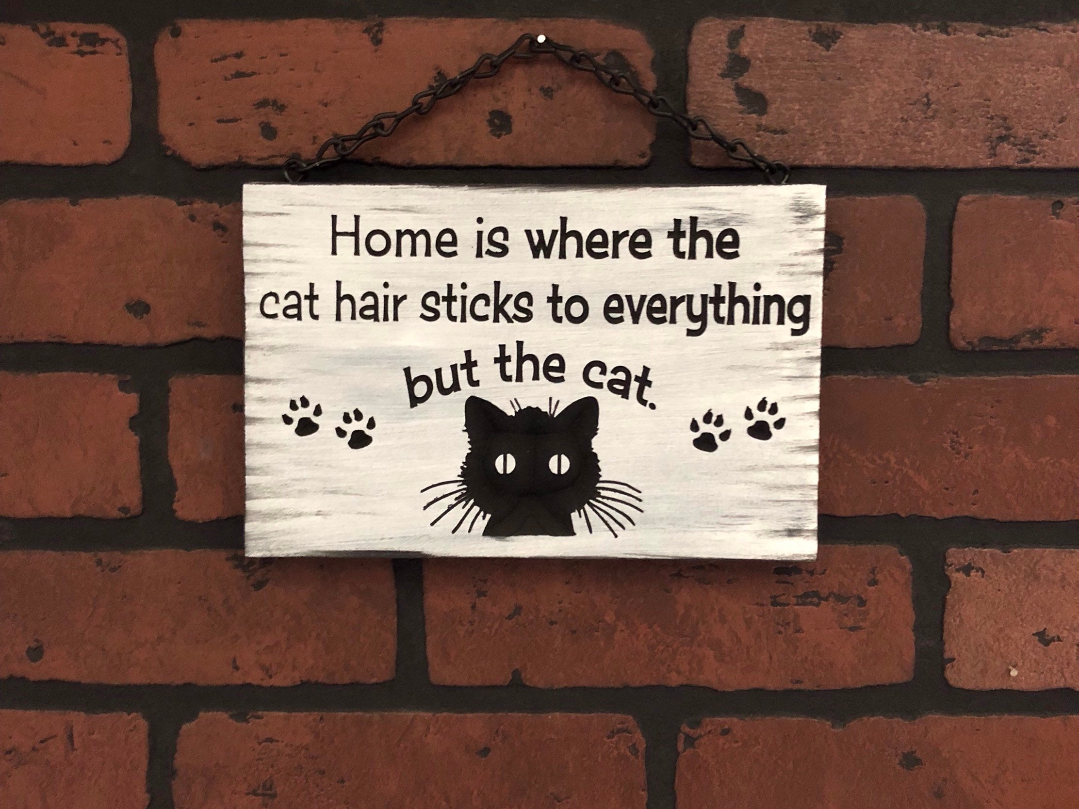 Funny Cat wall decor. Wood carved signs. Home is where the Etsy
