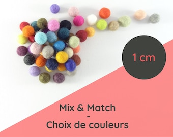 Boules de laine feutrée 1 cm/pompons/en vrac/feutrage/balles/pompon de laine/vente à l'unité/DIY/projets créatifs/Québec/Canada/enfant