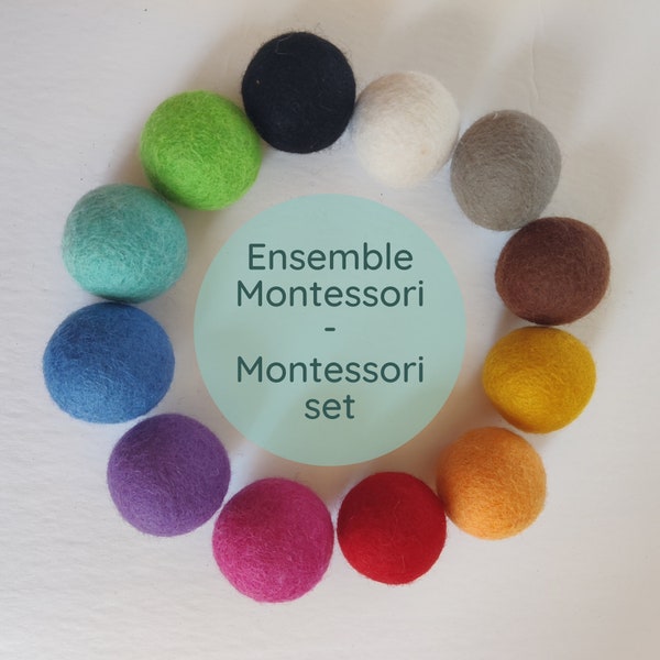 color sorting balls/Montessori Waldorf/learning color/toddler educational toy/sustainable toy/felt ball 4 cm/sensorial bin/green toy/DIY kid