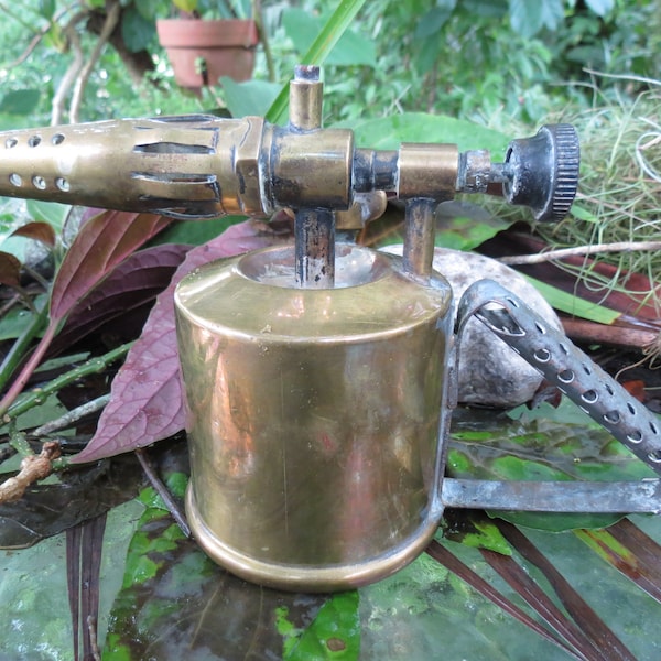 Brass Blow Torch made by Monitor - Eccentric Display Item - Polished Brass Victorian Tool - Great Condition