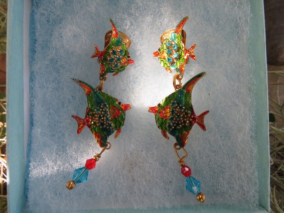 Lunch at the Ritz Angelfish Earrings - LATR Ename… - image 10