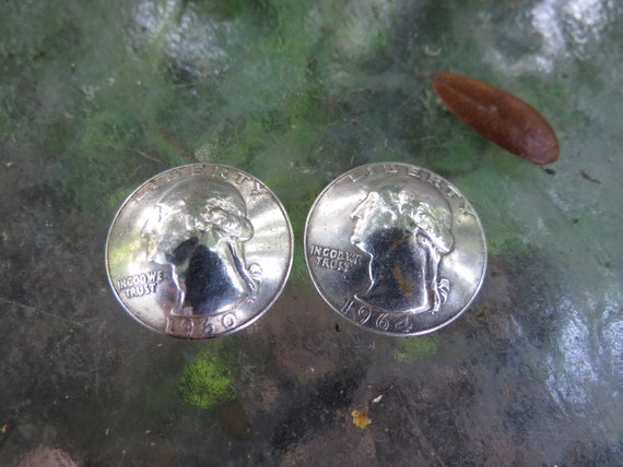 US Silver Quarter Buttons - United States Washingt