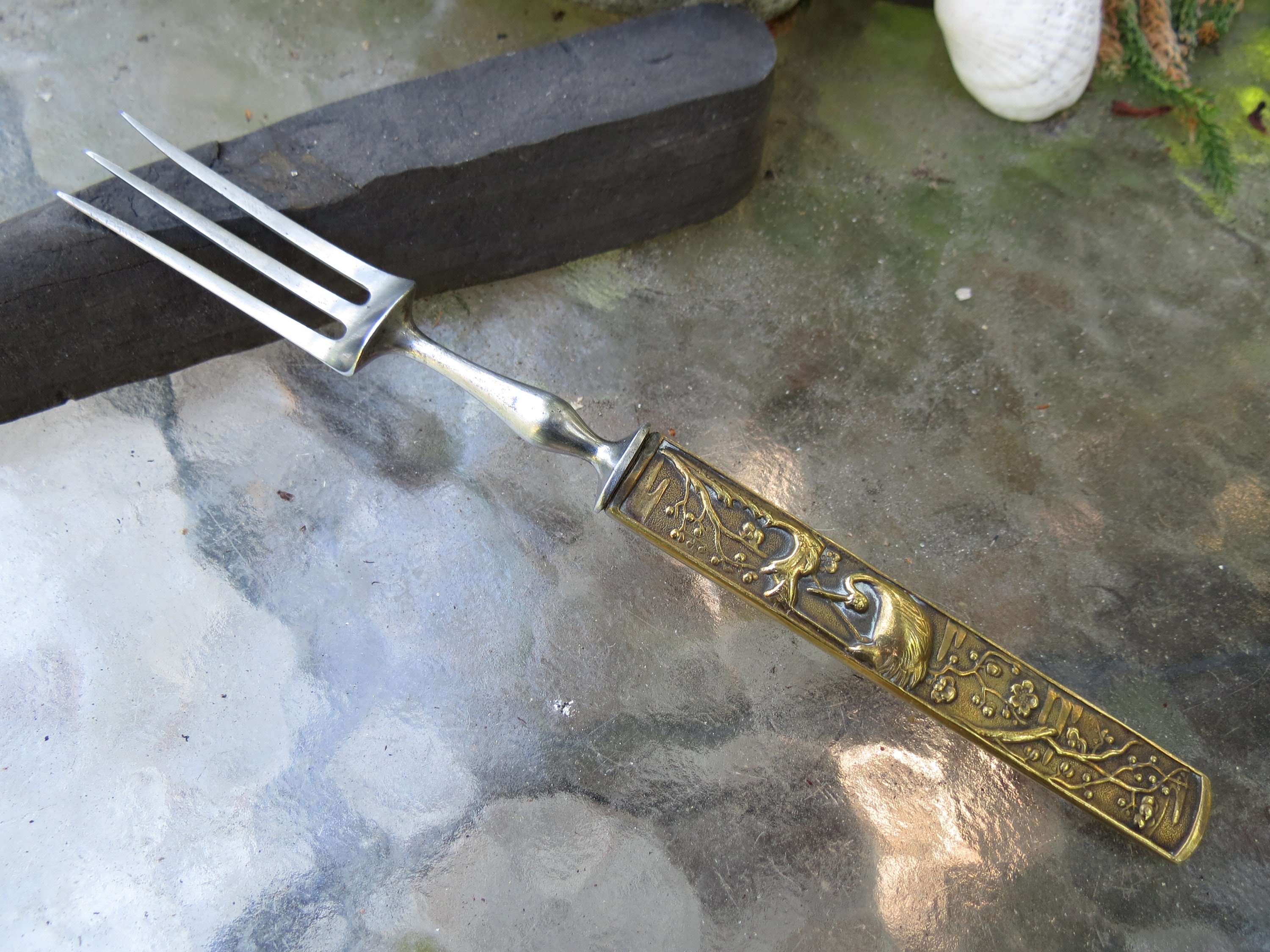 Ornate Three Tine Japanese Fork Beautiful Antique Kosuka Etsy