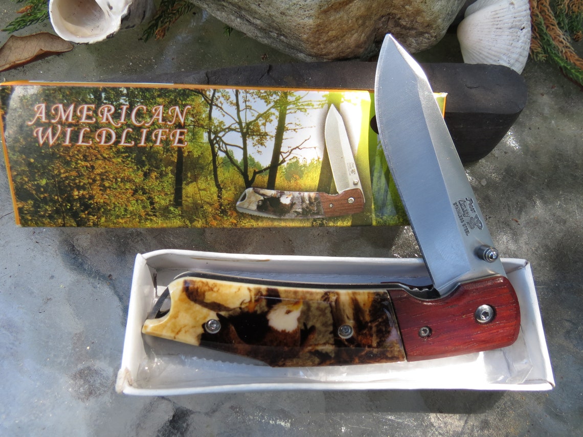 American Wildlife Frost Cutlery Folding Pocket Knife Eagle Etsy