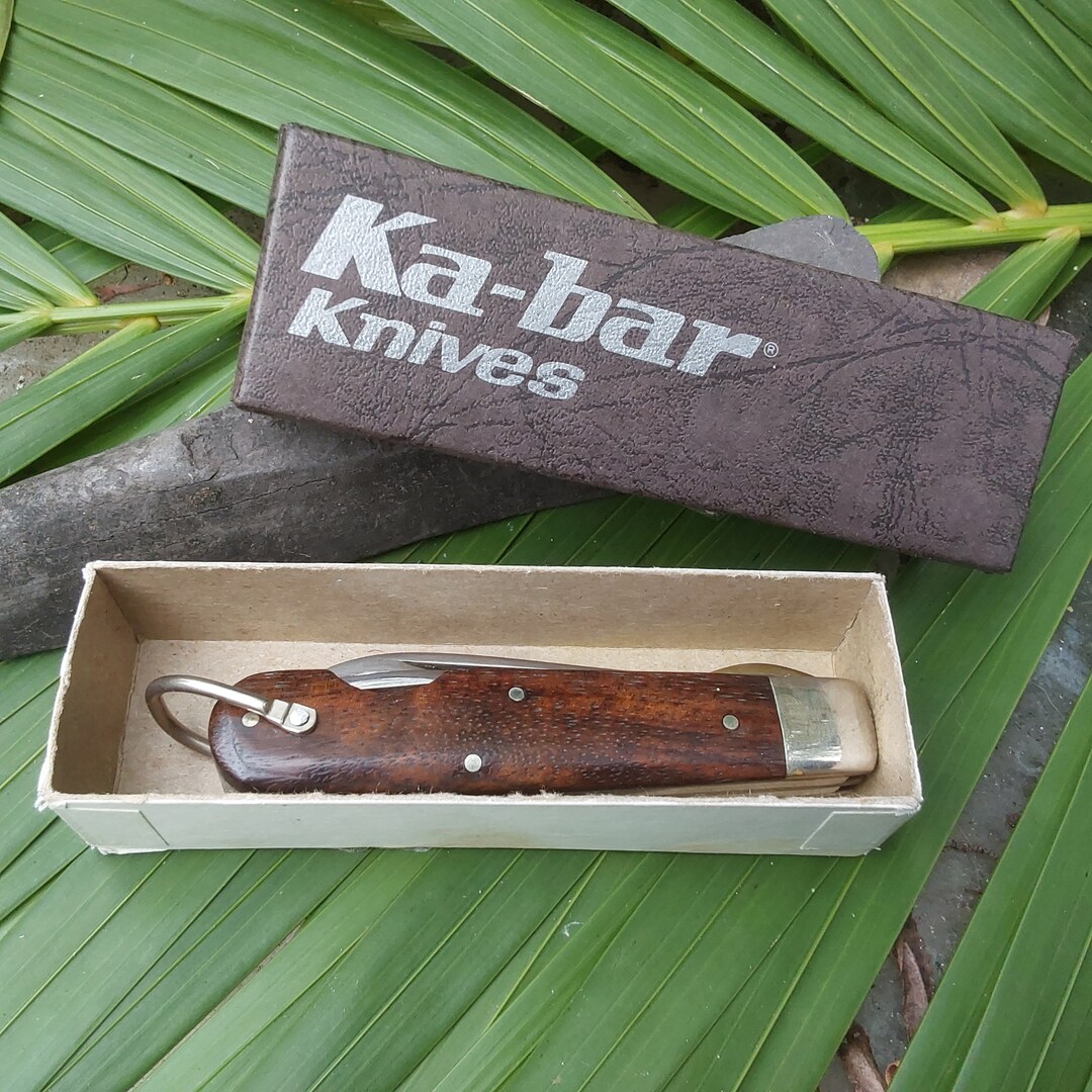 Kabar 2 Blade Knife Kabar Knives Wood Handle Unused Etsy