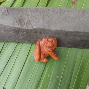 Carved Wood Tiger Ojime Bead - 20th Century Asian Art - Excellent Condition