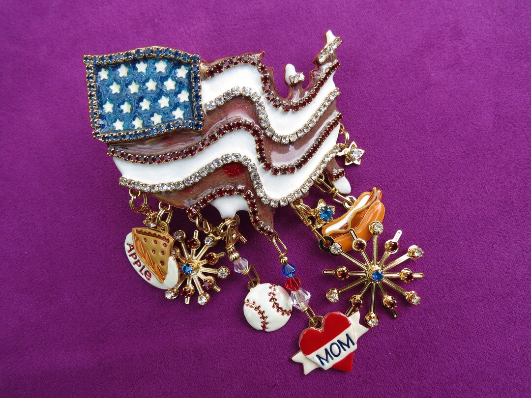 Lunch at the Ritz American Flag Brooch LATR Enamel USA Flag Etsy