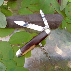 Brückmann Wood Handle Folding Pocket Knife - New Old Stock - German Bartenders&#39; Knife - Excellent Condition