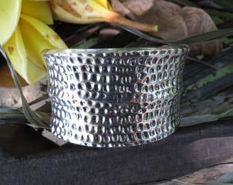 Sterling Silver Bracelet - Extra Wide Silver Cuff - Stunning Statement Jewelry - Beautiful Hand Crafted Silver - Excellent Condition