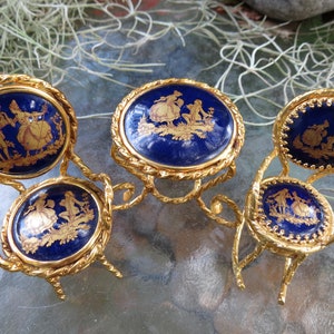 Cobalt Blue Limoges Porcelain Dollhouse Furniture Set