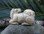 Japanese 20th Century Horse Netsuke - Resin - Reclining Horse and Rat - Great Detail - Excellent Condition