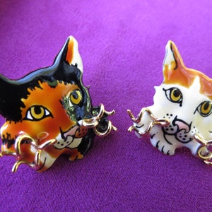 Lunch at the Ritz Cats Pierced Earrings - LATR 2&quot; Long Posts - Fun and Fabulous