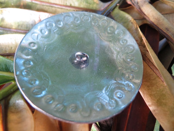 Old Pawn Native American Silver Button: Large Tur… - image 5