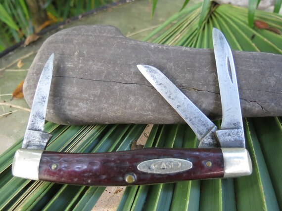 Old Case Xx 3 Blade Jigged Bone Folding Pocket Knife Etsy