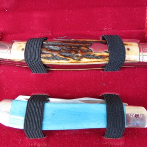 1991 American Blade Collectors Association Club Knives in Presentation Case - Matching Numbers - Queen Stag - Buck 312 Bone - Excellent
