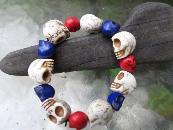 Grey & Blue Carved Bone Beads