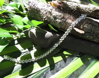 Sterling Silver Rhinestone Tennis Bracelet - Old Bezel Set CZ Bracelet - Nice Quality - Excellent Condition