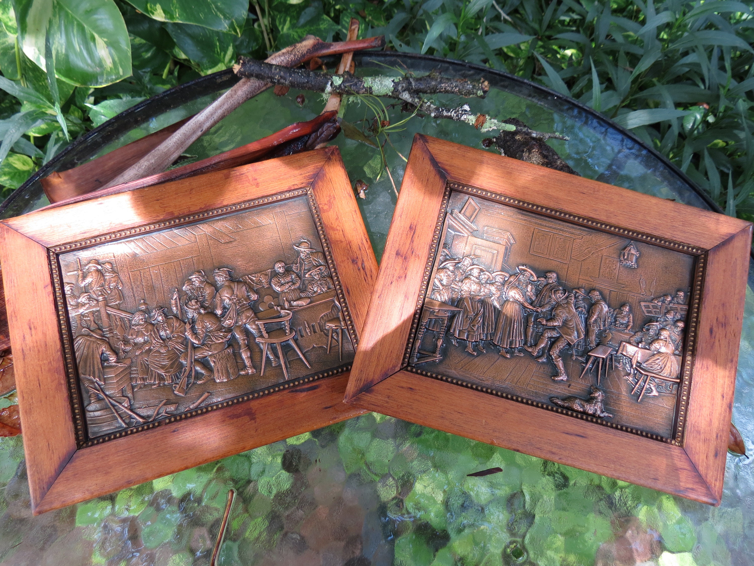 Pair of Repoussé Copper Plaques Victorian Art Work Etsy