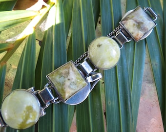 Irish Sterling Silver Bracelet - Made in Ireland in 1964 - Connemara Marble - Excellent Condition