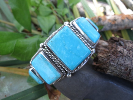 Antique Sterling Silver Turquoise Cuff Bracelet - Native American Jewelry