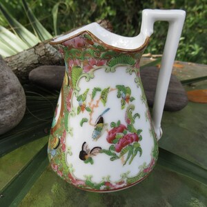 Antique Chinese Porcelain Cream Pitcher - Rose Medalian - China Creamer - Excellent Condition