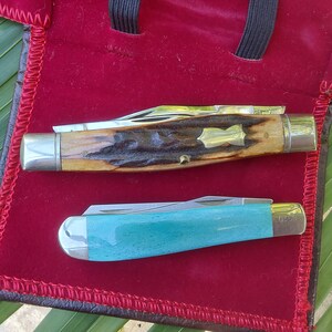 1991 American Blade Collectors Association Club Knives in Presentation Case - Matching Numbers - Queen Stag - Buck 312 Bone - Excellent