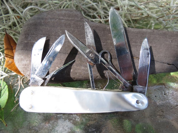Mother of Pearl Multi Blade Knife - MOP Folding Pocket Knife - 10