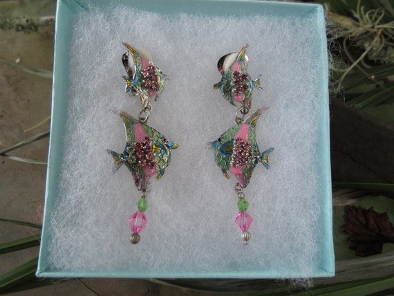 Lunch at the Ritz Fish Earrings - LATR Angel Fish… - image 1