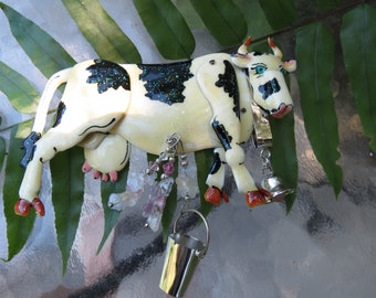 Lunch at the Ritz "Bessie the Cow" Brooch - Vintage LATR Enamel Pin/Pendant - Fun & Fabulous - Excellent Condition