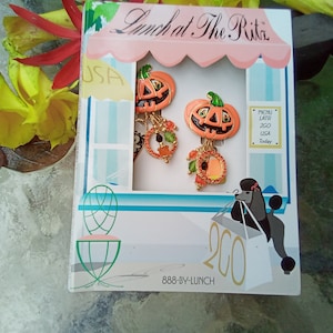 Lunch at the Ritz Halloween Earring Clips - LATR Jack O&#39;Lantern Clip Earrings - Fun & Fabulous - Excellent Condition