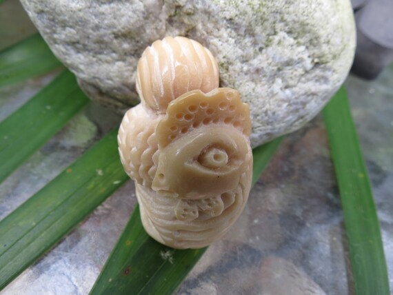 Japanese 20th Century Hen or Rooster Netsuke - Carved Tagua Nut