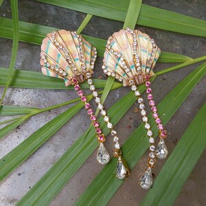 Lunch at the Ritz Sea Shell Earrings - Statement Pierced Earrings - Fun and Fabulous LATR - Excellent Condition