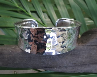 Sterling Silver Hand Hammered Cuff Bracelet - Beautiful - Excellent Condition
