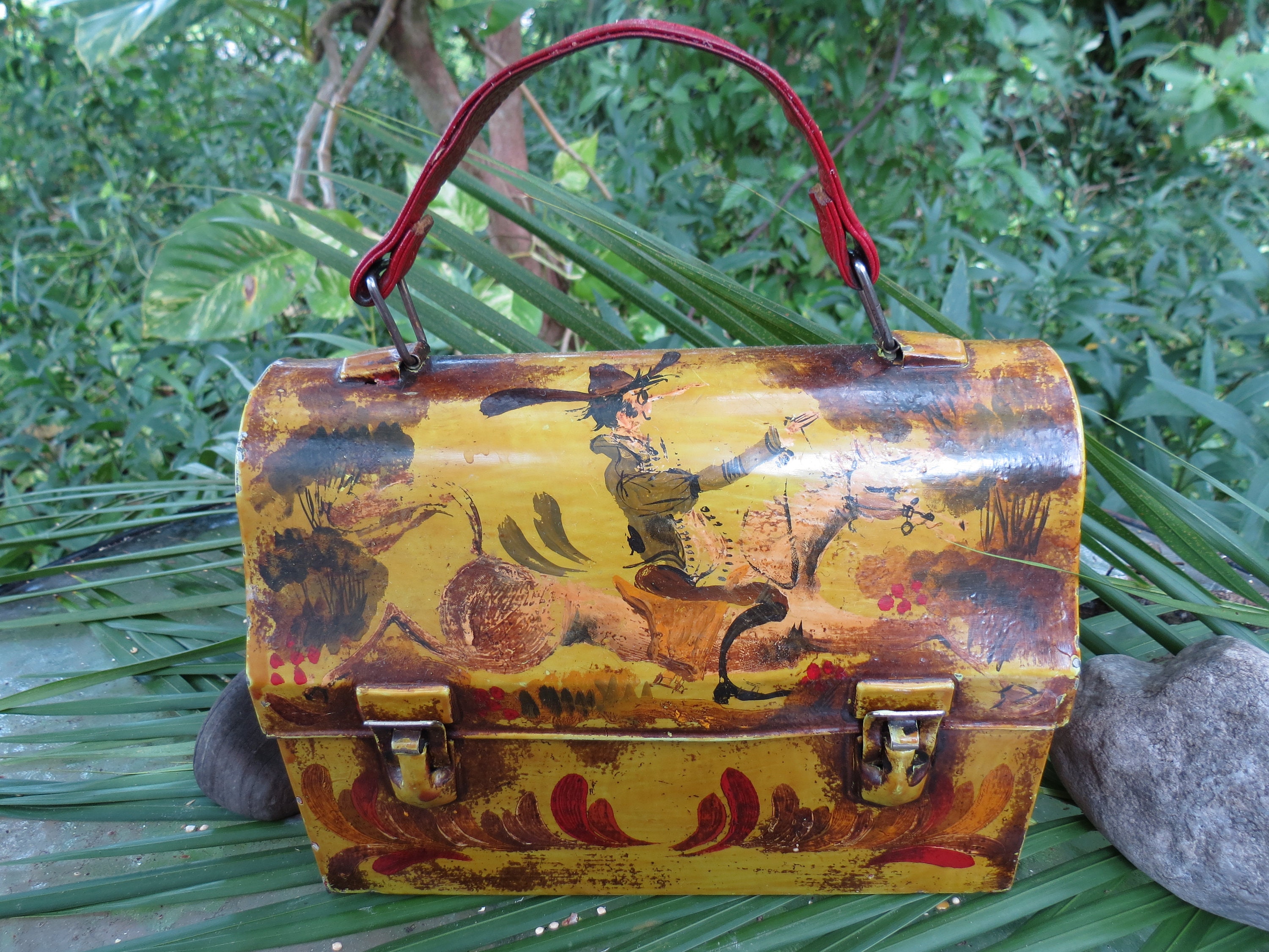 Lunch Box Purse 1960 s Hand Painted pocket Bucket Old French Handbags Great Condition Etsy