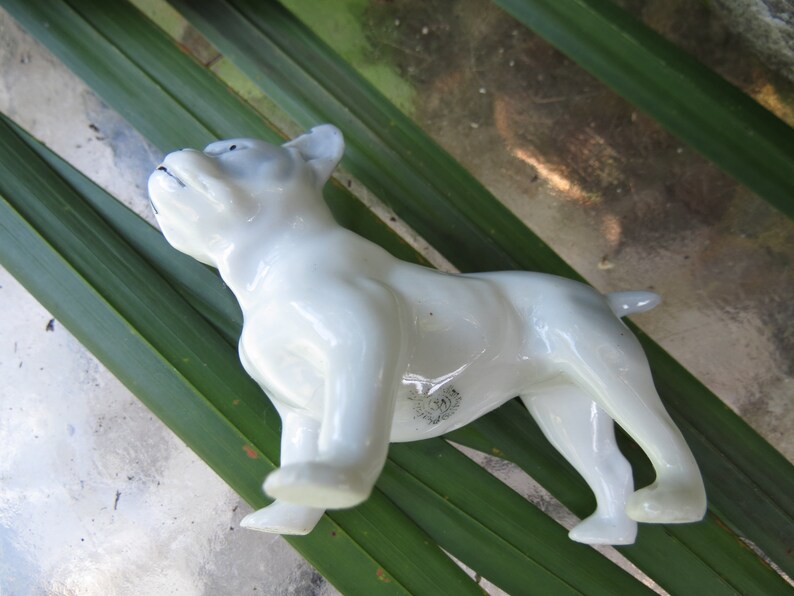 1960/'s Bull Dog Statue Marked Excellent Miniature Porcelain French Bulldog Figurine