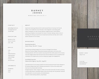 Nowoczesny wzór CV, prosty minimalistyczny design, profesjonalne CV, Microsoft Word, natychmiastowe pobranie