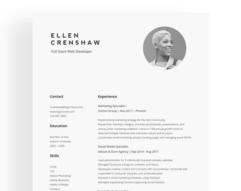 Minimalist Resume Template, Microsoft Word