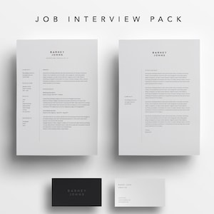 Pacote de modelos de entrevista de emprego, currículo, carta de apresentação, cartão de visita, download instantâneo